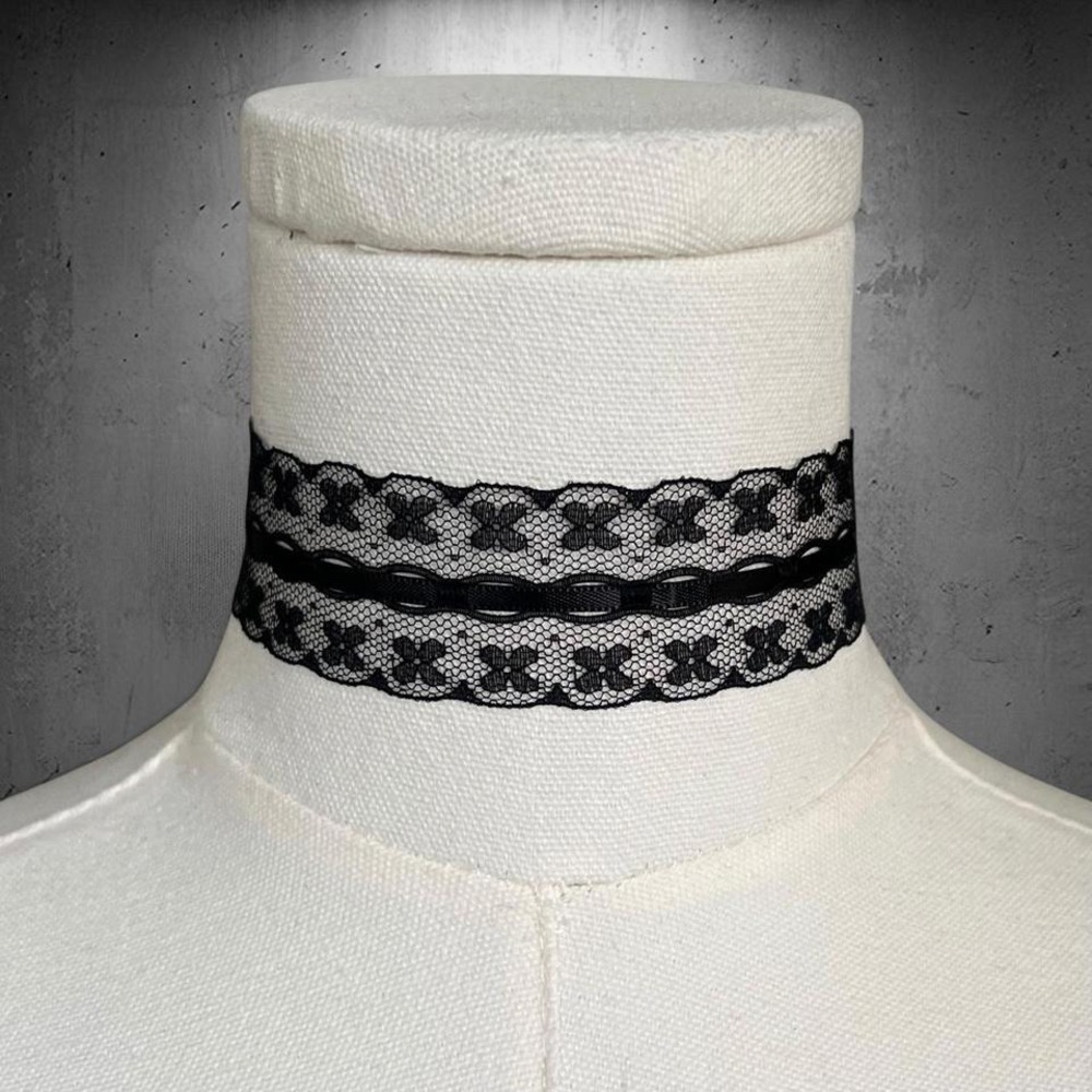 Black Floral Lace Choker Necklace